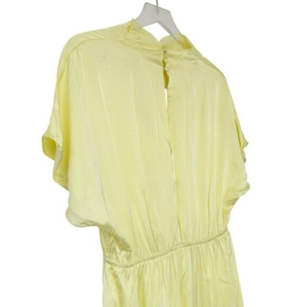 NWT & Other Stories Butter Yellow Asymmetric High Neck Satin Midi Dress Size 10 - Picture 7 of 10